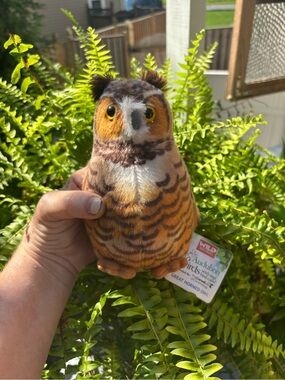 Wild Republic Audubon Great Horned Owl Plush Real Bird Call w/ Tag